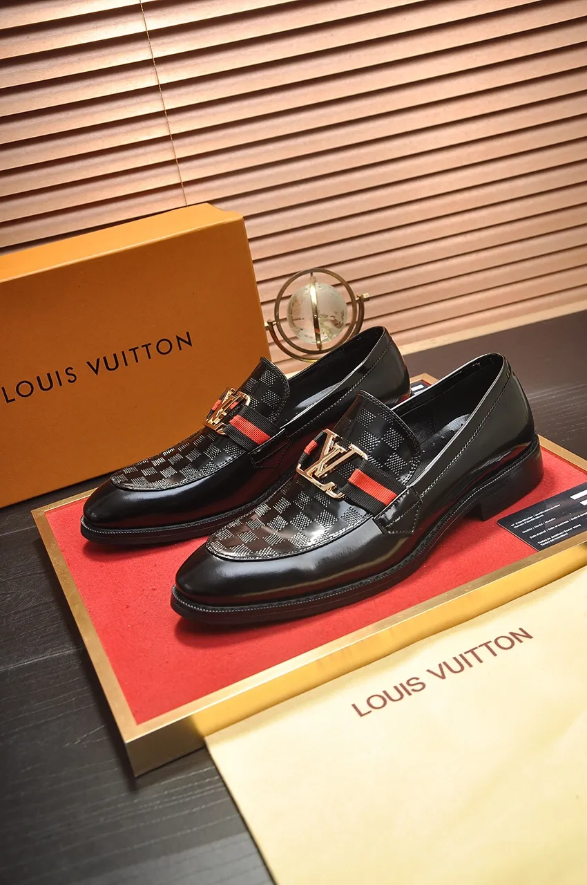 Men's shoes💰460💶【LOUIS VUITTON】(sheepskin lining) new cowhide LV formal shoes🎩🎩❗️🆘made one to one at the counter🎩original quality, imported cowhide upper➕full sheepskin lining➕original rubber outsole, {high quality visible}👣Size: 38-45 (45 custom-made)